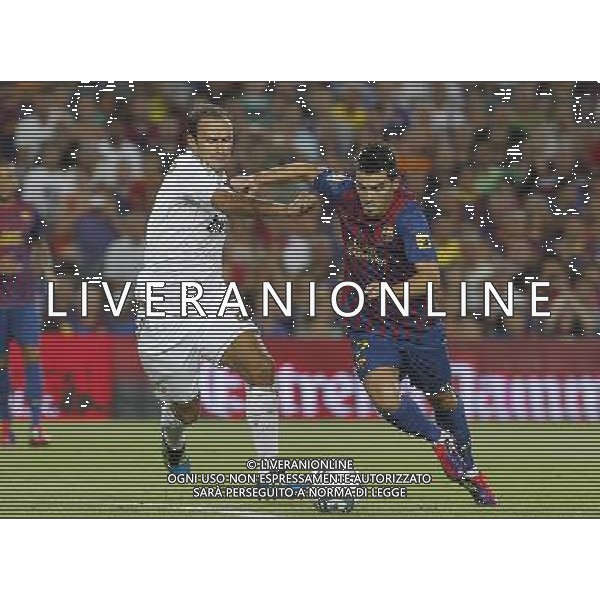 FC Barcelona\'s David Villa (r) and Real Madrid\'s Ricardo Carvalho during Spanish Supercup 2nd match.August 17,2011. Photo: Acero / Alter / ALFAQUI Photo: Acero / Alter / ALFAQUI