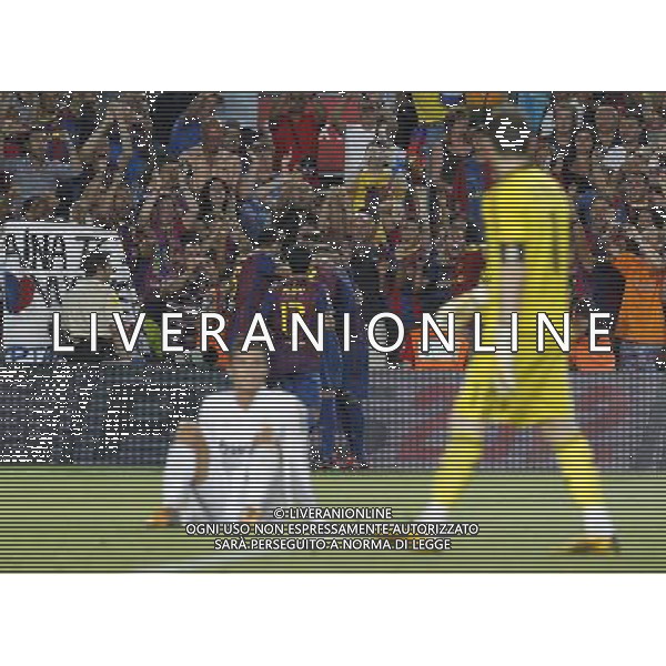 FC Barcelona\'s players celebrates goal in presence of Real Madrid\'s Cristiano Ronaldo (c) and Iker Casillas dejected during Spanish Supercup 2nd match.August 17,2011. Photo: Acero / Alter / ALFAQUI Photo: Acero / Alter / ALFAQUI