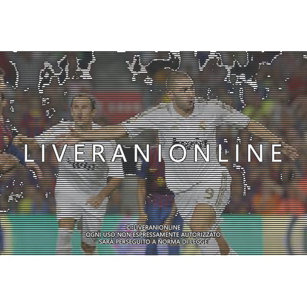 Real Madrid\'s Karim Benzema (r) and Ricardo Carvalho celebrates goal during Spanish Supercup 2nd match.August 17,2011. Photo: Acero / Alter / ALFAQUI Photo: Acero / Alter / ALFAQUI