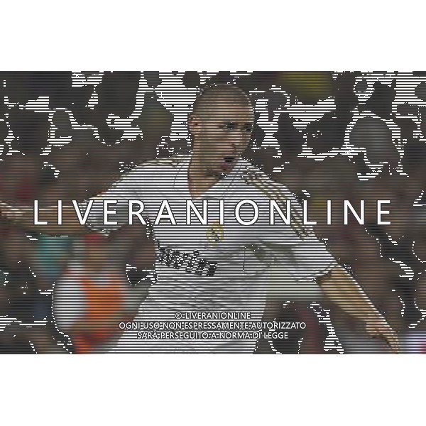 Real Madrid\'s Karim Benzema celebrate goal during Spanish Supercup 2nd match.August 17,2011. Photo: Acero / Alter / ALFAQUI Photo: Acero / Alter / ALFAQUI