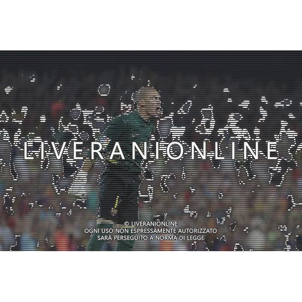 FC Barcelona\'s Victor Valdes celebrate goal during Spanish Supercup 2nd match.August 17,2011. Photo: Acero / Alter / ALFAQUI Photo: Acero / Alter / ALFAQUI