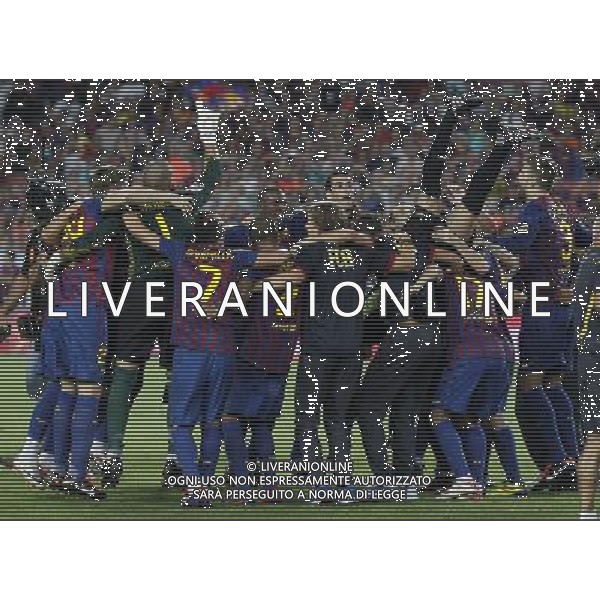 FC Barcelona\'s players celebrates the victory during Spanish Supercup 2nd match.August 17,2011. Photo: Acero / Alter / ALFAQUI Photo: Acero / Alter / ALFAQUI