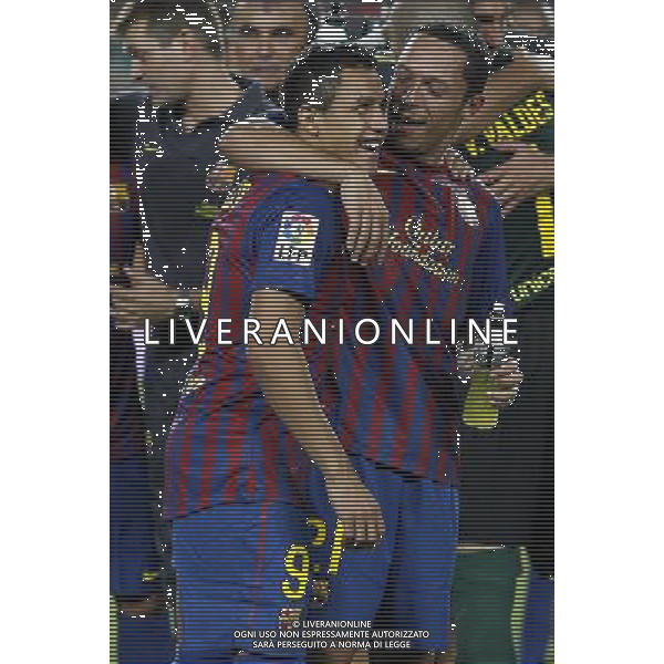 FC Barcelona\'s Alexis Sanchez (l) and Adriano Correia celebrates the victory during Spanish Supercup 2nd match.August 17,2011. Photo: Acero / Alter / ALFAQUI Photo: Acero / Alter / ALFAQUI