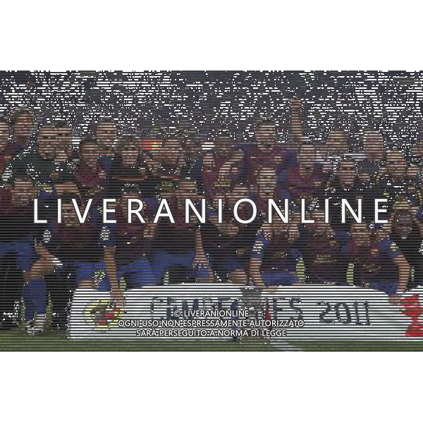 FC Barcelona\'s team celebrates the victory during Spanish Supercup 2nd match.August 17,2011. Photo: Acero / Alter / ALFAQUI Photo: Acero / Alter / ALFAQUI