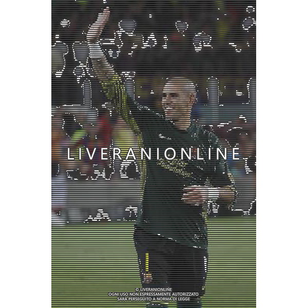 FC Barcelona\'s Victor Valdes celebrate the victory during Spanish Supercup 2nd match.August 17,2011. Photo: Acero / Alter / ALFAQUI Photo: Acero / Alter / ALFAQUI