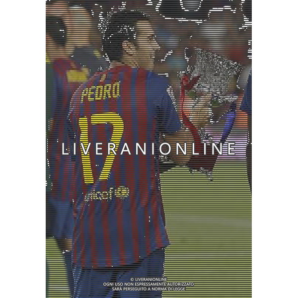 FC Barcelona\'s Pedro Rodriguez celebrate the victory during Spanish Supercup 2nd match.August 17,2011. Photo: Acero / Alter / ALFAQUI Photo: Acero / Alter / ALFAQUI