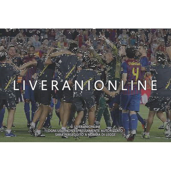 FC Barcelona\'s team celebrates the victory during Spanish Supercup 2nd match.August 17,2011. Photo: Acero / Alter / ALFAQUI Photo: Acero / Alter / ALFAQUI