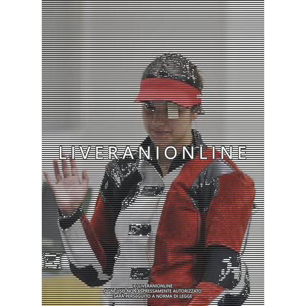 (110818) -- SHENZHEN, Aug. 18, 2011 () -- Petra Zublasing of Italy gestures to spectator during the women\'s 10m air rifle individual final of shooting at the 26th Summer Universiade in Shenzhen, a city of south China\'s Guangdong Province, Aug. 18, 2011. Petra Zublasing won the gold medal of the event. (/Chen Yehua)