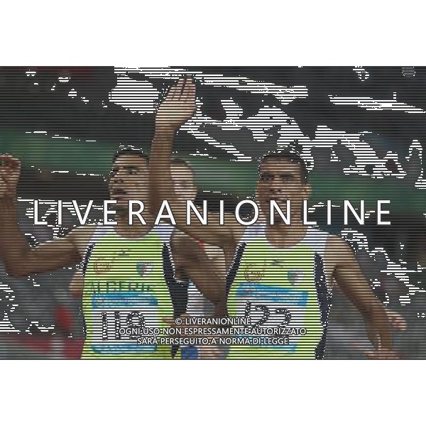 (110818) -- SHENZHEN, Aug. 18, 2011 () -- Imad Touil of Algeria (R) reaches the finish line during the men\'s 1500m final race of athletics event at the 26th Summer Universiade, in Shenzhen, a city of south China\'s Guangdong Province, Aug. 18, 2011. Imad Touil won the gold medal with 3 minutes 48.13 seconds. (/Liao Yujie) (bxf)