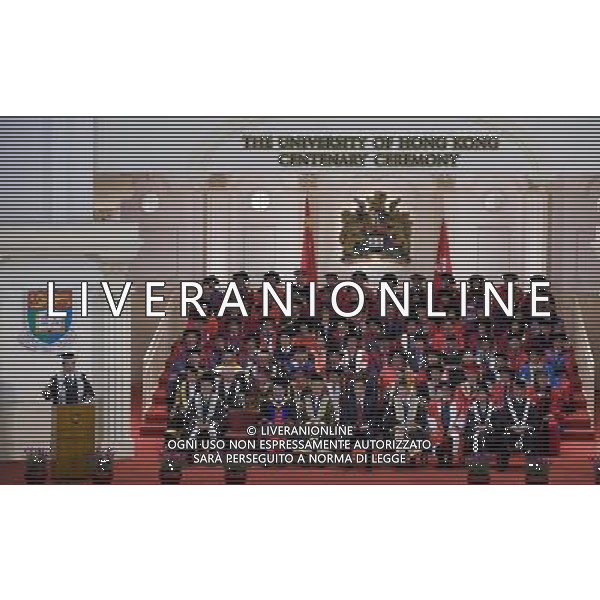 (110818) -- HONG KONG, Aug. 18, 2011 () -- Vice-Chancellor and President of the University of Hong Kong (HKU) Tsui Lap-Chee (L) addresses a celebration ceremony marking the centennial anniversary of the founding of the Hong Kong University (HKU) in Hong Kong, south China, Aug. 18, 2011. (/Chen Duo) (xzj)