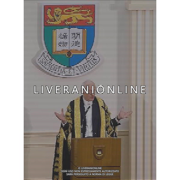 (110818) -- HONG KONG, Aug. 18, 2011 () -- Chancellor of the University of Aberdeen David Wilson addresses a celebration ceremony marking the centennial anniversary of the founding of the Hong Kong University (HKU) in Hong Kong, south China, Aug. 18, 2011. (/Chen Duo) (xzj)