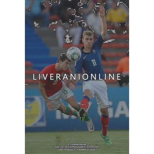 (110818) -- MEDELLIN, Aug. 18, 2011 () -- Antoine Griezzman (R) of France fights for the ball with Cedric of Portugal during the semifinal of the FIFA World Cup U20 at the Atanasio Gorardot stadium, in Medellin, Colombia, on Aug. 17, 2011. Portugal won 2-0. (/Str) (ce)