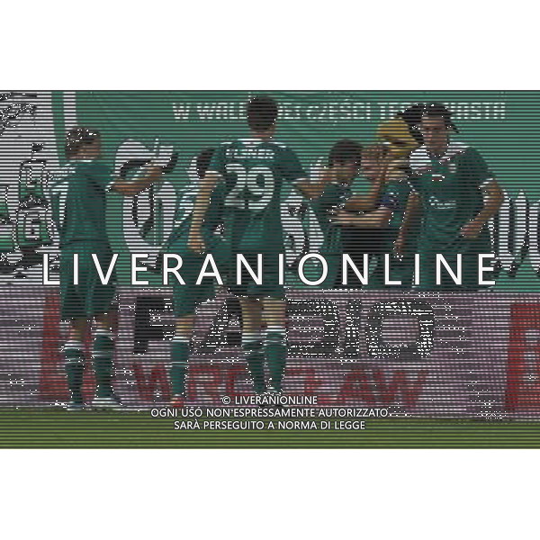 18.08.2011 WROCLAW , UL OPOROWSKA . PILKA NOZNA , UEFA LIGA EUROPA 2011/12, LIGA EUROPEJSKA, LIGA EUROPY, CZWARTA RUNDA KWALIFIKACYJNA , MECZ WKS SLASK WROCLAW - RAPID BUKARESZT , FOOTBALL , UEFA EUROPA LEAGUE , FOURTH QUALIFYING ROUND GAME MATCH BETWEEN WKS SLASK WROCLAW - RAPID BUCHAREST NZ RADOSC BRAMKA GOL SEBASTIAN MILA (2P) FOT. CYFRASPORT/NEWSPIX.PL --- Newspix.pl *** Local Caption *** www.newspix.pl mail us: info@newspix.pl call us: 0048 022 23 22 222 --- Polish Picture Agency by Ringier Axel Springer Poland