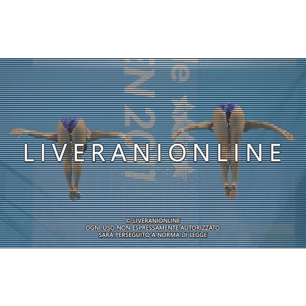 (110819) -- SHENZHEN, Aug. 19, 2011 () -- Wang Xin and Chen Ruolin of China compete during the women\'s synchronized 10m platform final of diving event at the 26th Summer Universiade in Shenzhen, a city of south China\'s Guangdong Province, Aug. 19, 2011. Wang and Chen won the gold with 349.98 points. (/Lu Hanxin)(lm)