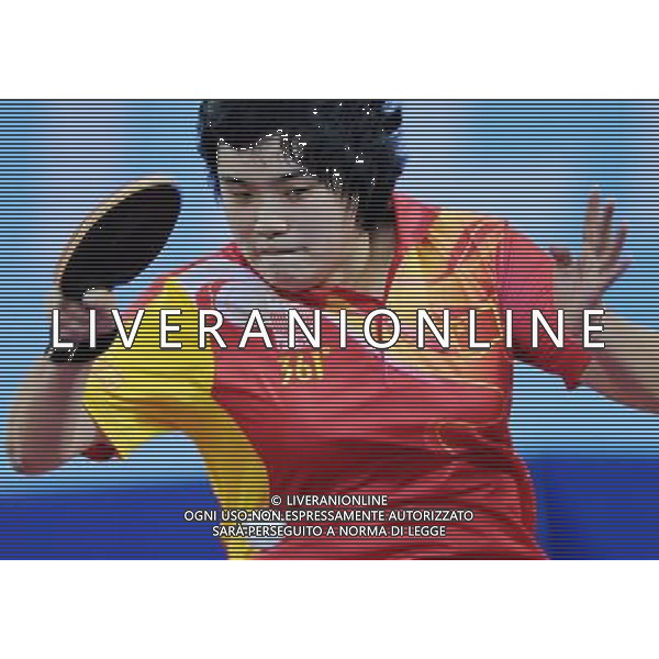 (110820) -- SHENZHEN, Aug. 20, 2011 () -- Ma Yuefei of China returns the ball during women\'s singles semifinal of table tennis at the 26th Summer Universiade in Shenzhen, a city of south China\'s Guangdong Province, on Aug. 20, 2011. Ma Yuefei lost her compatriot Fan Ying 1-4. (/Yang Shiyao)(wx)