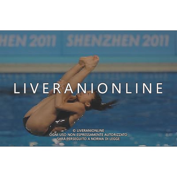 (110820) -- SHENZHEN, Aug. 20, 2011 () -- China\'s He Zi competes during the women\'s 3m springboard final of diving event at the 26th Summer Universiade in Shenzhen, a city of south China\'s Guangdong Province, Aug. 20, 2011. He Zi won the gold medal with 384.70 ponits. (/Lu Hanxin)(bxf)