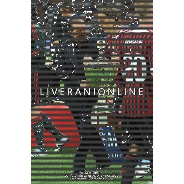 Trofeo Luigi Berlusconi Milano 21-08-2011 Milan - Juventus nella foto: il presidente Silvio Berlusconi con Massimo Ambrosini (Milan) foto Roberto Garavaglia - ag. Aldo Liverani sas