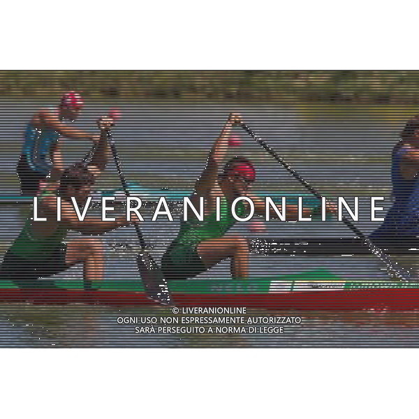 (110822) -- SZEGED, Aug. 22, 2011 () -- Raimundas Labuckas (R) and Tomas Gadeikis (L) from Lithuania compete in the men\'s C2 200m final of the 2011 ICF World Canoe Sprint Championships in Szeged, Hungary, Aug. 21, 2011. They claimed the title in 37.101 seconds. (/Attila Volgyi)