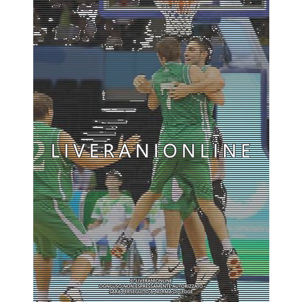 (110822) -- SHENZHEN, Aug. 22, 2011 () -- Basketballers of Lithuania celebrate after winning the bronze medal match of basketball against Russia at the 26th Summer Universiade in Shenzhen, a city of south China\'s Guangdong Province, Aug. 22, 2011. Lithuania won the match 76:74 and claimed the bronze medal of the event. (/Meng Yongmin)