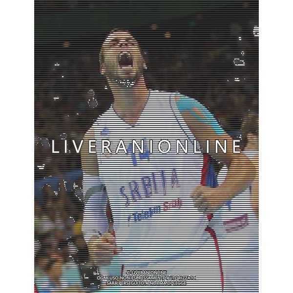 (110822) -- SHENZHEN, Aug. 22, 2011 () -- Nikola Dragovic of Serbia shouts during the men\'s basketball final match against Canada at the 26th Summer Universiade in Shenzhen, a city of south China\'s Guangdong Province, Aug. 22, 2011. (/Meng Yongmin)