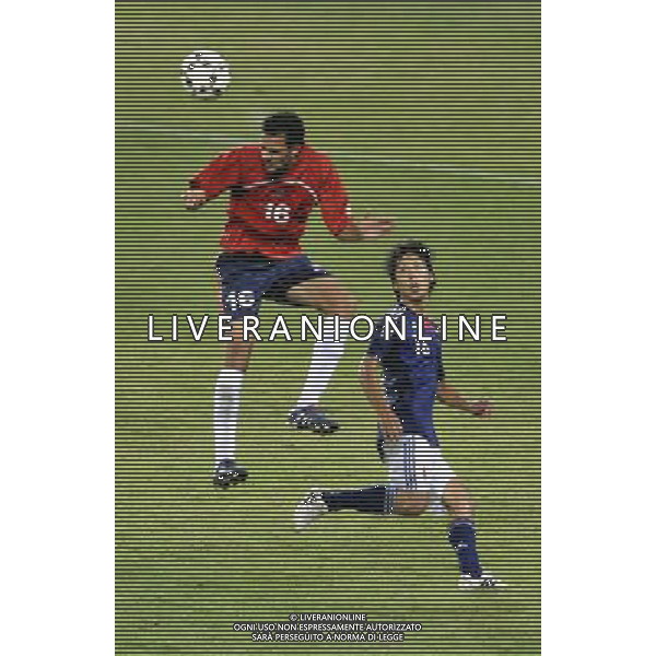 (110822) -- SHENZHEN, Aug. 22, 2011 () -- Dominic Alexander Langdon (L) of Great Britain heads the ball during the men\'s football final against Japan at the 26th Summer Universiade in Shenzhen, a city of south China\'s Guangdong Province, Aug. 22, 2011. Great Britain lost 0-2. (/Chen Yehua)(lm)
