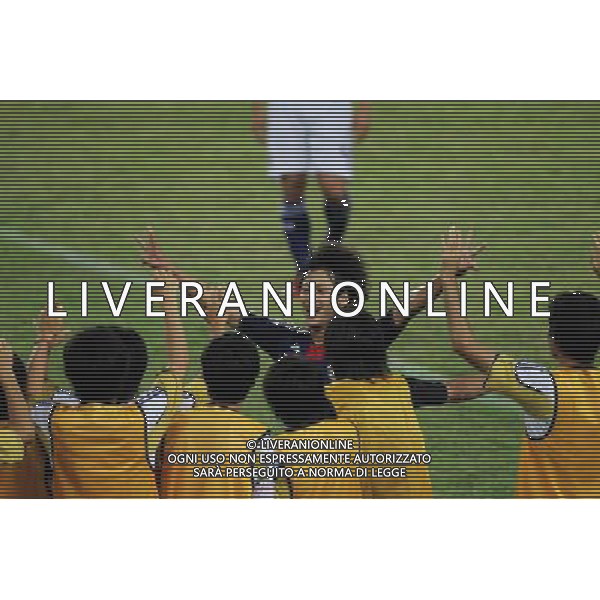 (110822) -- SHENZHEN, Aug. 22, 2011 () -- Akito Kawamoto (C) of Japan celebrates for a goal with his teammates during the men\'s football final between Japan and Great Britain at the 26th Summer Universiade in Shenzhen, a city of south China\'s Guangdong Province, Aug. 22, 2011. Japan won 2-0 to win the gold. (/Bai Xuefei)(lm)