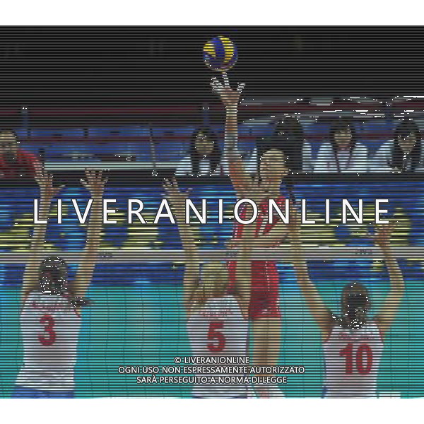 (110825) -- MACAO, Aug. 25, 2011 () -- Russian player Ekaterina Gamova (above) lifts the ball during the group A match against Serbia at 2011 FIVB World Grand Prix in Macao, south China, Aug. 25, 2011. Russia lost 1-3. (/Cheong Kam Ka)
