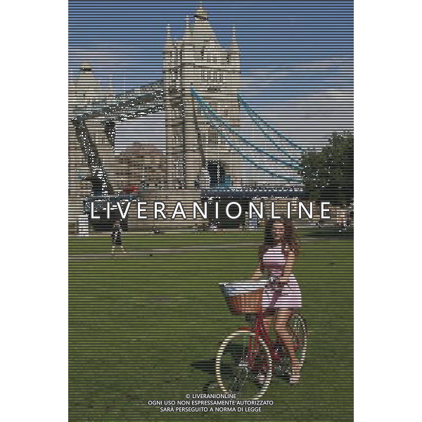 Kelly Brook launches the Mayor of London\'s Sky Ride, a mass participation cycling event, at Potters Field Park beside City Hall in London. Photo date: Thursday August 25, 2011. Photo credit: Johnny Green