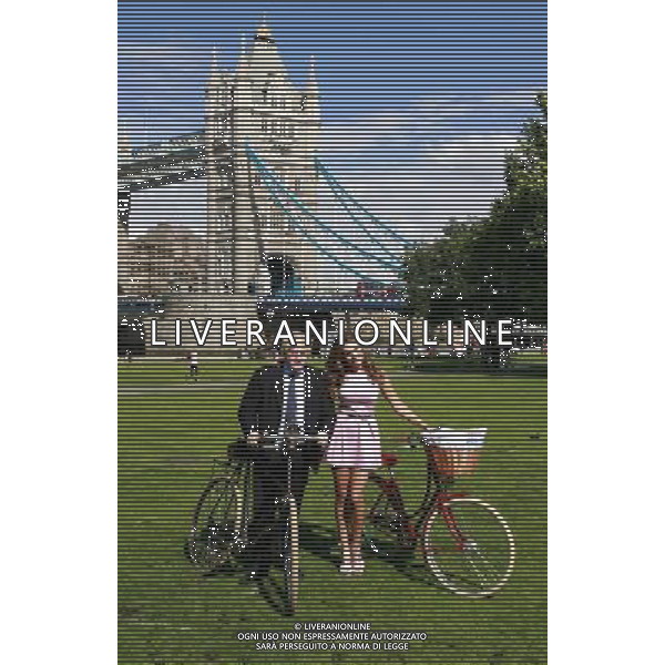 The Mayor of London Boris Johnson and Kelly Brook launch the Mayor of London\'s Sky Ride, a mass participation cycling event, at Potters Field Park beside City Hall in London. Photo date: Thursday August 25, 2011. Photo credit: Johnny Green