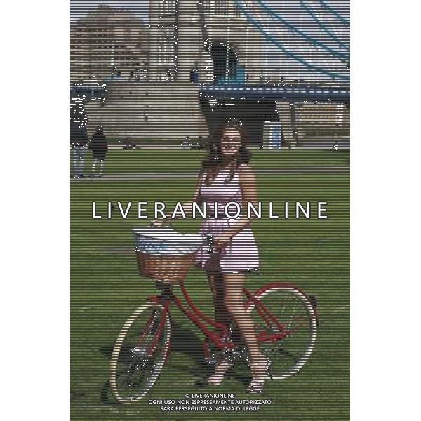 Kelly Brook launches the Mayor of London\'s Sky Ride, a mass participation cycling event, at Potters Field Park beside City Hall in London. Photo date: Thursday August 25, 2011. Photo credit: Johnny Green