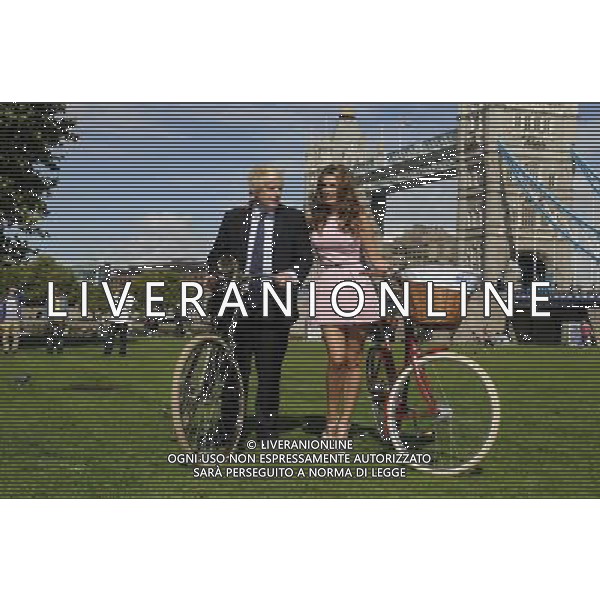 Boris Johnson, Kelly Brook, Launch of The Mayor of London\'s Sky Ride, Potters Fields Park, London. 25.08.11