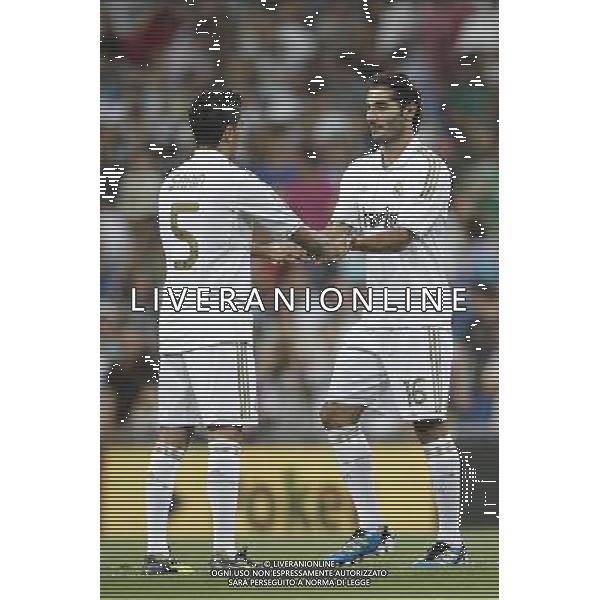 Real Madrid\'s Hamit Altintop and Nuri Sahin presentation during Santiago Bernabeu Cup on august 24th 2011. Photo: Cesar Cebolla / ALFAQUI