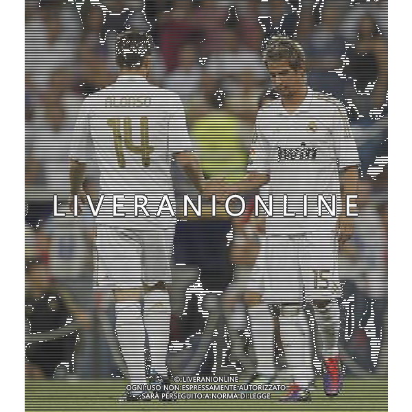 Real Madrid\'s Fabio Coentrao and Xabi ALonso during Santiago Bernabeu Cup on august 24th 2011. Photo: Cesar Cebolla / ALFAQUI