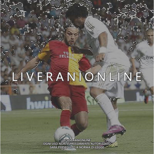 Real Madrid\'s Marcelo and Galatasaray\'s Thomas Ujfalusi during Santiago Bernabeu Cup on august 24th 2011. Photo: Cesar Cebolla / ALFAQUI