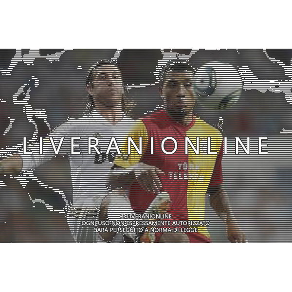 Real Madrid\'s Sergio Ramos and Galatasaray\'s Kazim-Richards during Santiago Bernabeu Cup on August 24th 2011. Photo: Cesar Cebolla / ALFAQUI