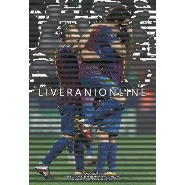 UEFA Supercoppa Europea 2011 Montecarlo - 26.08.2011 Barcellona-Porto Nella Foto:fabregas esulta con messi /Ph.Vitez-Ag. Aldo Liverani