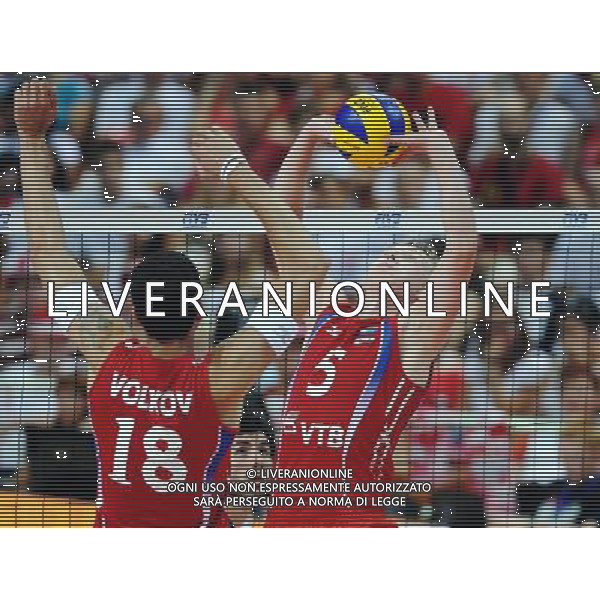 26.08.2011 KATOWICE SIATKOWKA VOLLEYBALL MEMORIAL WAGNERA WLOCHY - ROSJA (ITALY VS. RUSSIA) N/Z ALEXANDER VOLKOV (ALEKSANDER WOLKOW) SERGEY GRANKIN (SIERGIEJ GRANKIN) FOT LUKASZ LASKOWSKI / PRESSFOCUS NEWSPIXPL --- Newspix.pl *** Local Caption *** www.newspix.pl mail us: info@newspix.pl call us: 0048 022 23 22 222 --- Polish Picture Agency by Ringier Axel Springer Poland