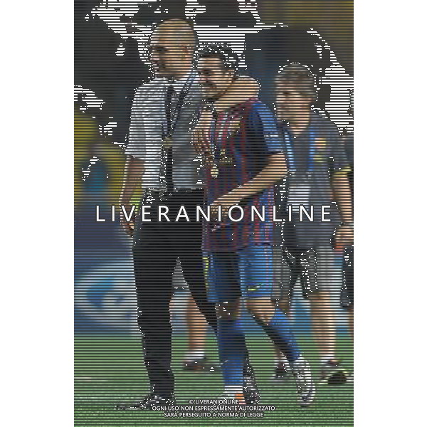 UEFA Supercoppa Europea 2011 Montecarlo - 26.08.2011 Barcellona-Porto Nella Foto:josep Guardiola-Pedro Rodriguez /Ph.Vitez-Ag. Aldo Liverani