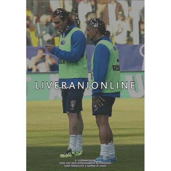 Genova 27/04/2004 Allenamento Nazionale Italiana nella foto Christian Vieri e Baggio Roberto foto filippo venezia/agenzia aldo liverani