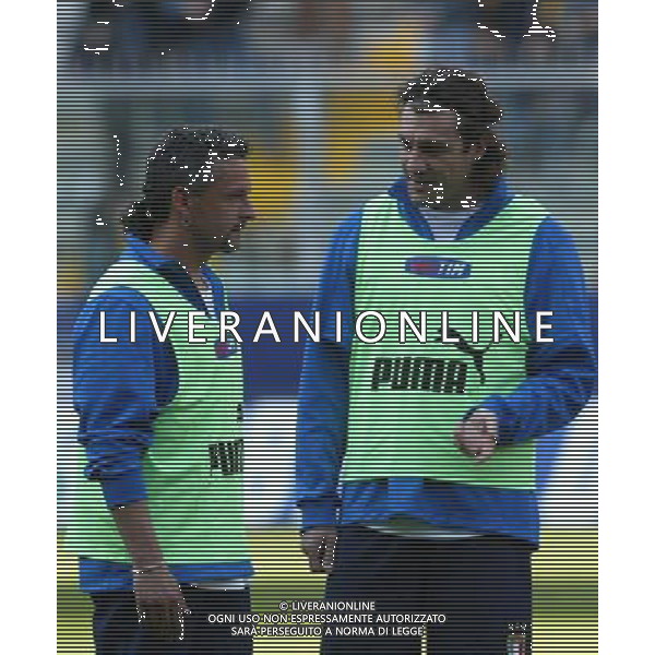 Genova 27/04/2004 Allenamento Nazionale Italiana nella foto Christian Vieri e Baggio Roberto foto filippo venezia/agenzia aldo liverani
