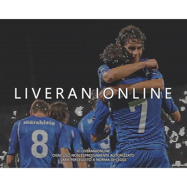 Qualificazioni ai Campionati Europei UEFA EURO 2012 Gruppo C Firenze - 06.09.2011 Italia-Slovenia Nella Foto:pazzini esulta con ranocchia /Ph.Vitez-Ag. Aldo Liverani