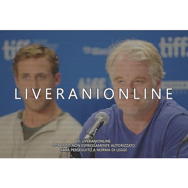 Picture Shows: Philip Seymour Hoffman and Ryan Gosling attending the press conference for \'The Ides Of March\'. Held at the Bell Lightbox during the 2011 Toronto International Film Festival on Friday September 09, 2011, Toronto, Canada. .