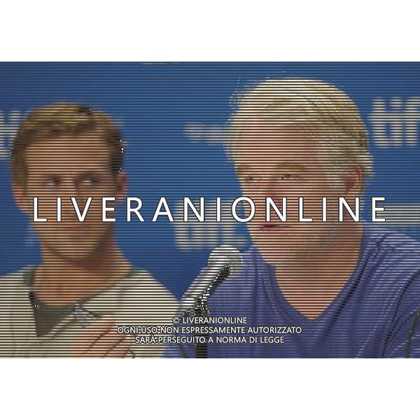 Picture Shows: Philip Seymour Hoffman and Ryan Gosling attending the press conference for \'The Ides Of March\'. Held at the Bell Lightbox during the 2011 Toronto International Film Festival on Friday September 09, 2011, Toronto, Canada. .
