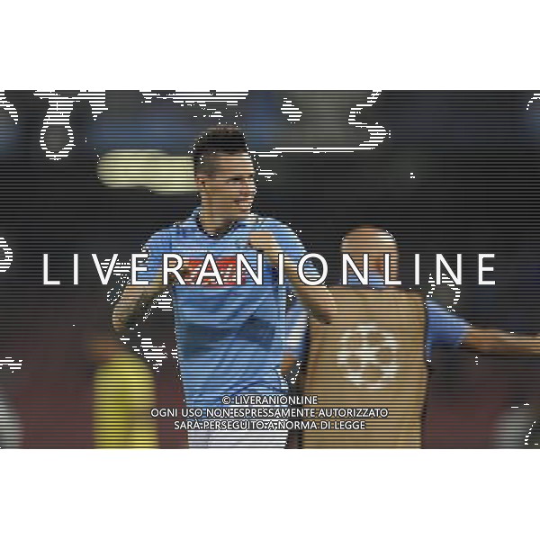 Napoli - 27/09/2011 - Stadio San Paolo - Uefa Champions League 2011/2012 - Fase a gironi (Gruppo A) - Napoli vs Villareal - nella foto: L\'esultanza di marek Hamsik a fine gara Œ© Fabrizio Corradetti - Ag. Aldo Liverani sas