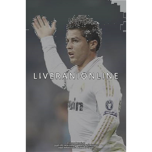 Real Madrid\'s Cristiano Ronaldo celebrates during UEFA Champions League match. September 27, 2011. (ALTERPHOTOS/Alvaro Hernandez) /AG ALDO LIVERAN SAS ITALY ONLY