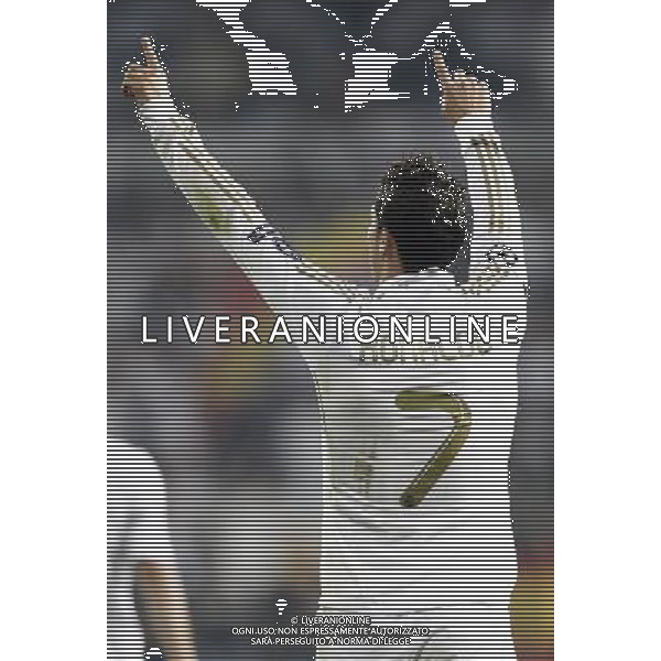 Real Madrid\'s Cristiano Ronaldo celebrates during UEFA Champions League match. September 27, 2011. (ALTERPHOTOS/Alvaro Hernandez) /AG ALDO LIVERAN SAS ITALY ONLY