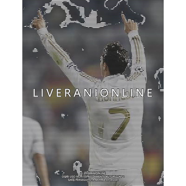 Real Madrid\'s Cristiano Ronaldo celebrates during UEFA Champions League match. September 27, 2011. (ALTERPHOTOS/Alvaro Hernandez) /AG ALDO LIVERAN SAS ITALY ONLY