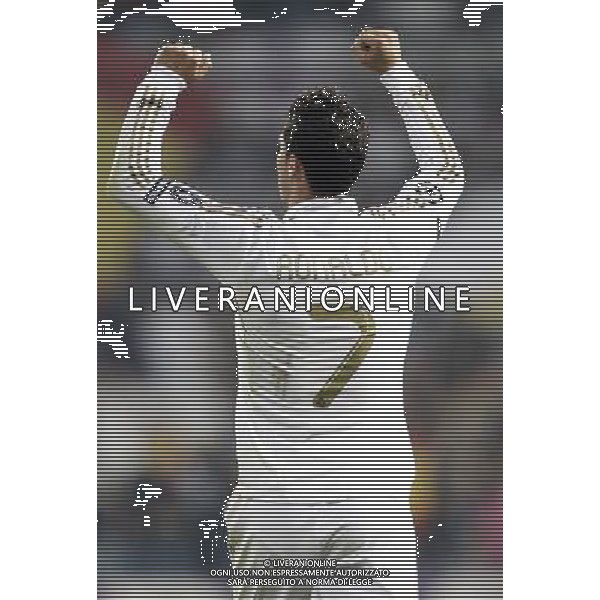 Real Madrid\'s Cristiano Ronaldo celebrates during UEFA Champions League match. September 27, 2011. (ALTERPHOTOS/Alvaro Hernandez) /AG ALDO LIVERAN SAS ITALY ONLY