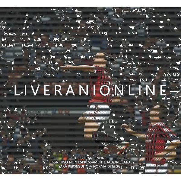 UEFA Champions League 2011/2012 Gruppo H Milano - 28.09.2011 Milan-FK Viktoria Plzen Nella Foto esultanza dopo il gol di zlatan ibrahimovic /Ph.Vitez-Ag. Aldo Liverani