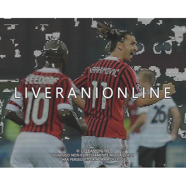 UEFA Champions League 2011/2012 Gruppo H Milano - 28.09.2011 Milan-FK Viktoria Plzen Nella Foto: esultanza dopo il gol di zlatan ibrahimovic /Ph.Vitez-Ag. Aldo Liverani